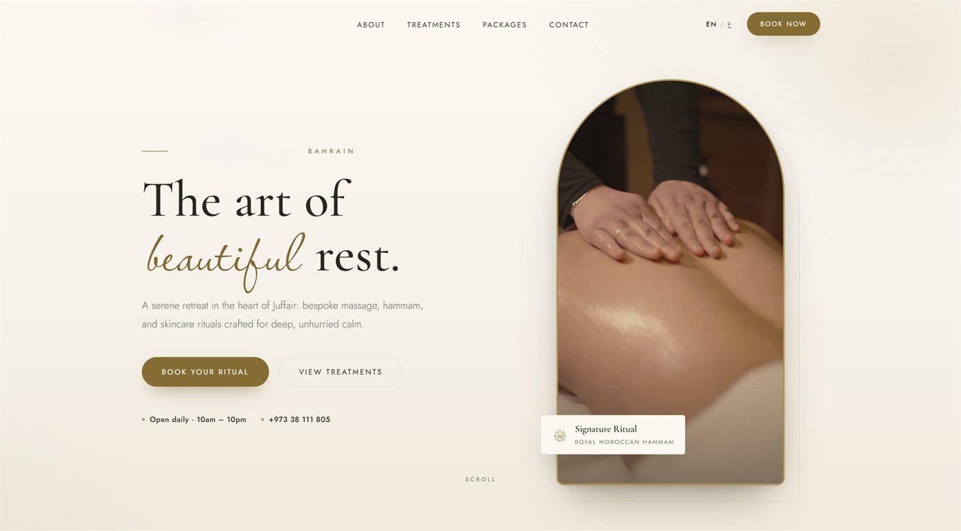 Luxury day spa website built by Pixel Labs