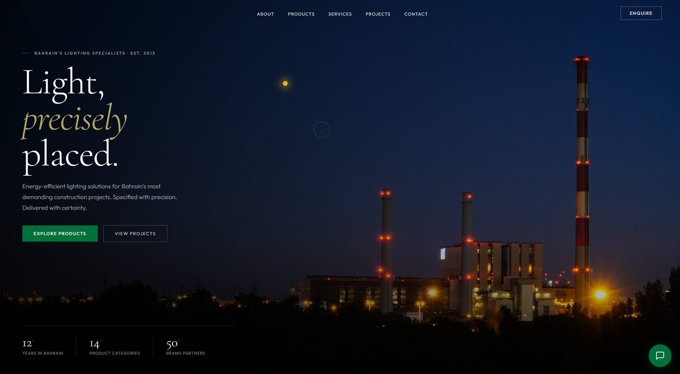 Industrial lighting supplier website built by Pixel Labs
