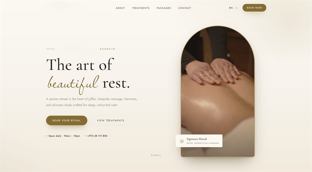 Luxury day spa website built by Pixel Labs